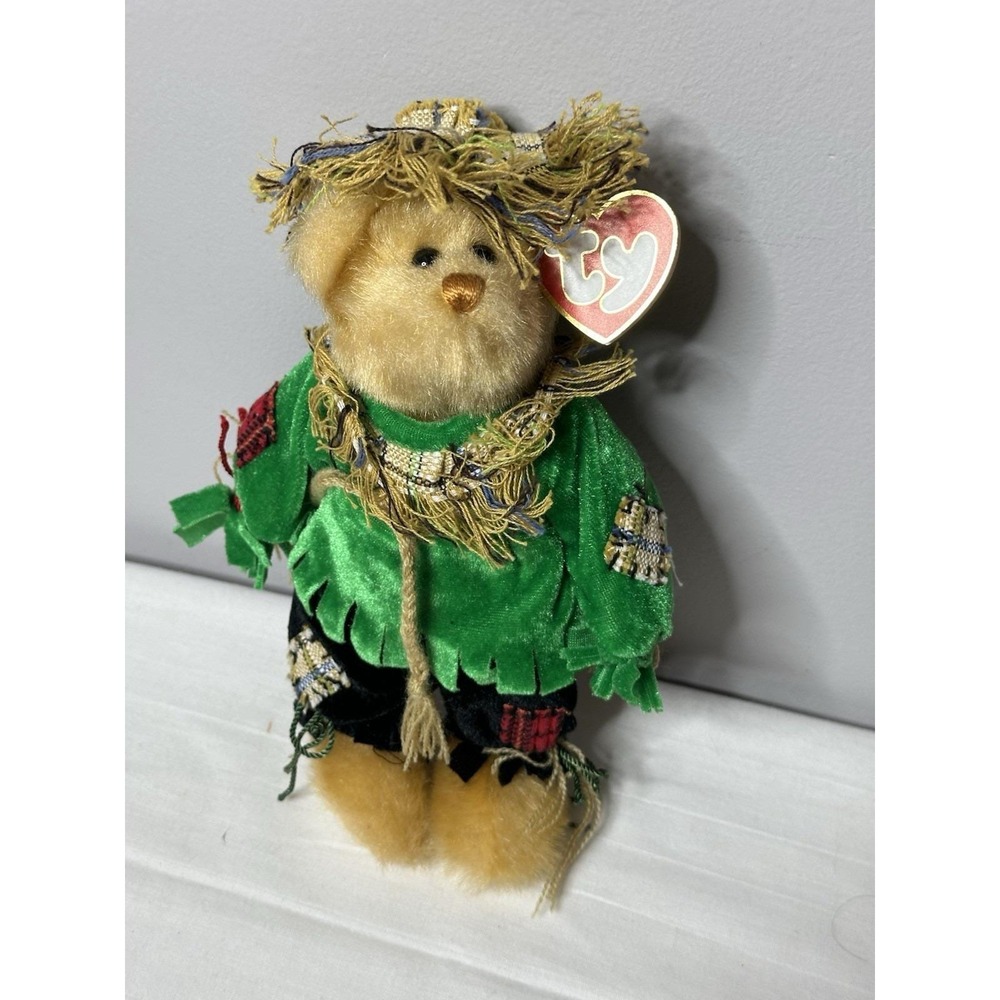 VTG Ty Beanie Attic Treasures 1993 Alfalfa Scarecrow Bear Halloween With‎ Tag